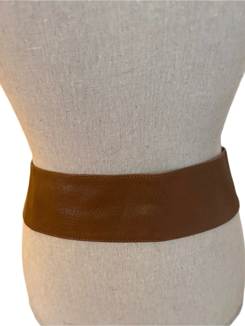 💋 FABULOUS Vintage 1980 WIDE Bonded Leather Statement Cinch Belt “Whiskey Brown”